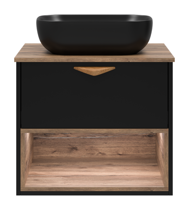 Тумба под раковину Brevita Bergen 60 с подсветкой подвесная (черная) BER-07060-19-02-1Я