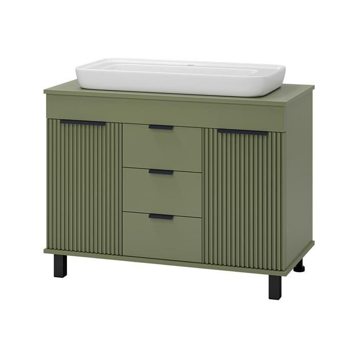 Комплект Enfida 100 зеленая напольная тумба с раковиной УТ000022697