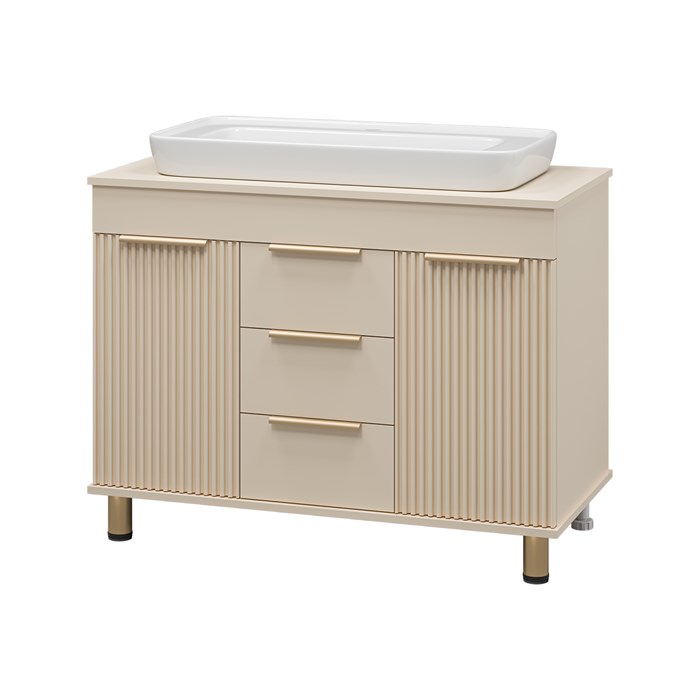 Комплект Enfida 100 бежевая напольная тумба с раковиной УТ000014839