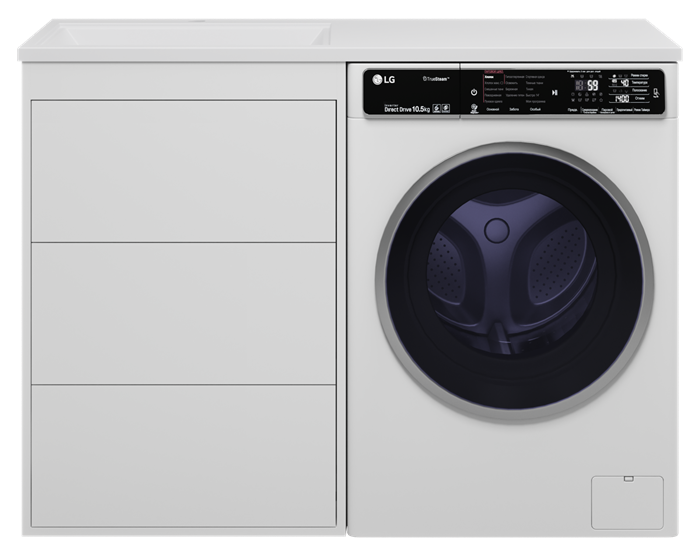 Тумба под раковину Brevita Grafit 60 под стиральную машину (белая) GRA-01060-023Я
