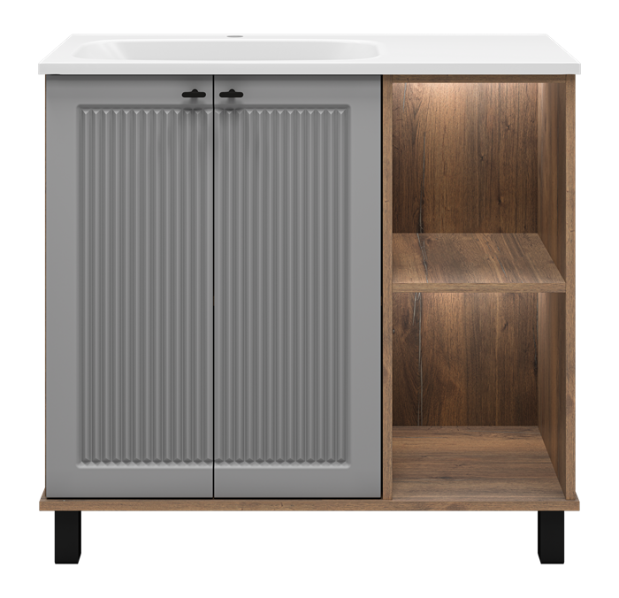 Тумба под раковину Brevita Lumus 90 с подсветкой левая LUM-06070-0842ЯL