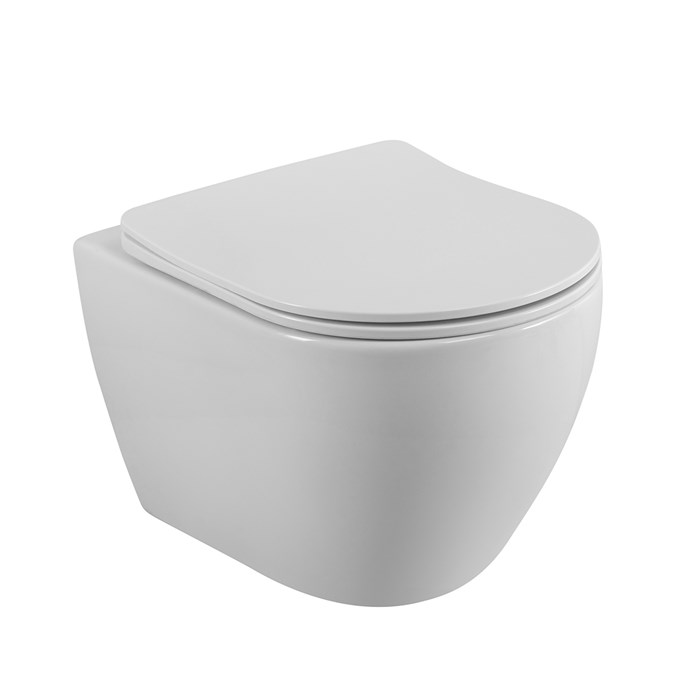 Унитаз подвесной безободковый с сиденьем и смывом TORNADO CEZARES STYLUS-TOR CZR-6601-TH-TOR/SC CZR-6601-TH-TOR/SC