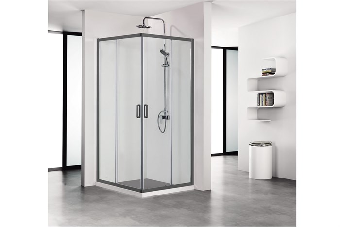 Душевой уголок квадратный, двери раздвижные 200х80x80, черный матовый AQ ARI KV 08020BL