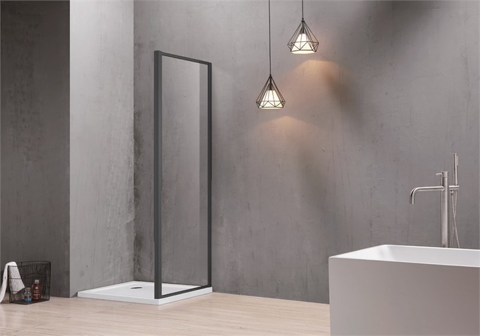 Неподвижная душевая стенка для комбинации с дверью 200х90, профиль черный матовый, стекло прозрачное AQ ARI WA 09020BL