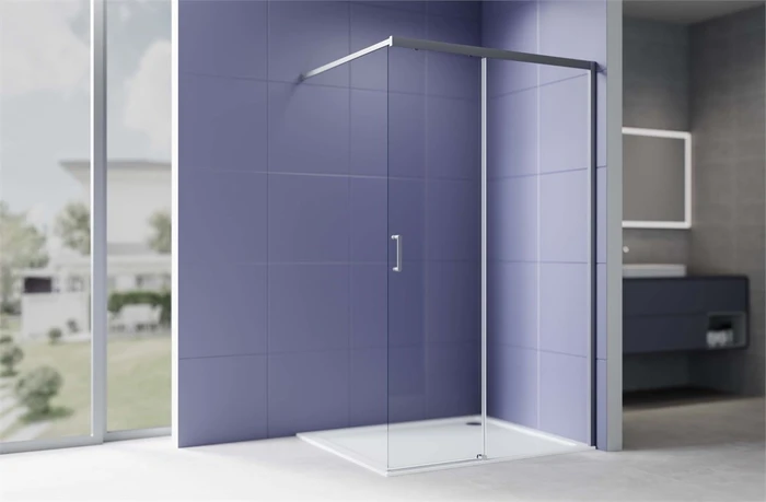 AQ.WISL.120.1GM Душевая перегородка раздвижная Walk in с держателем 1200x2000 профиль оружейная сталь, стекло прозрачное 8мм AQ.WISL.120.1GM
