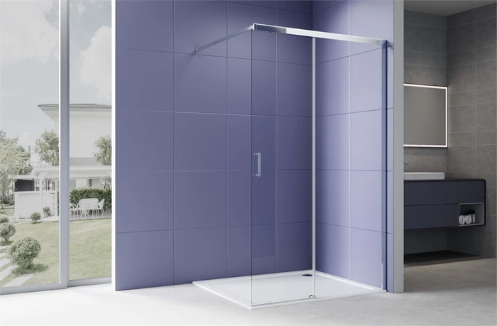 AQ.WISL.120.1CH Душевая перегородка раздвижная Walk in с держателем 1200x2000 профиль хром, стекло прозрачное 8мм AQ.WISL.120.1CH