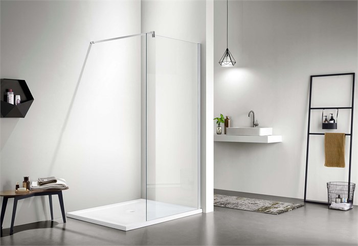 Душевая перегородка Walk-in с держателем 200х100, профиль хром, стекло прозрачное AQ WIW 10020CH