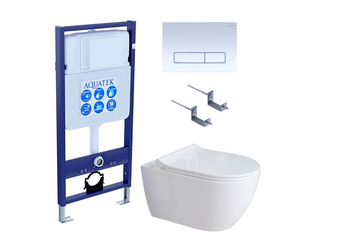 SET AQUATEK ПОЛАРИС 01-021 (рама AQUATEK Standard INS-0000012+унитаз ПОЛАРИС AQ0700-01 с тонким сиденьем soft-close+ крепеж KKI-0000002 +панель KDI-0000021) SET AQUATEK ПОЛАРИС-01-021 4в1