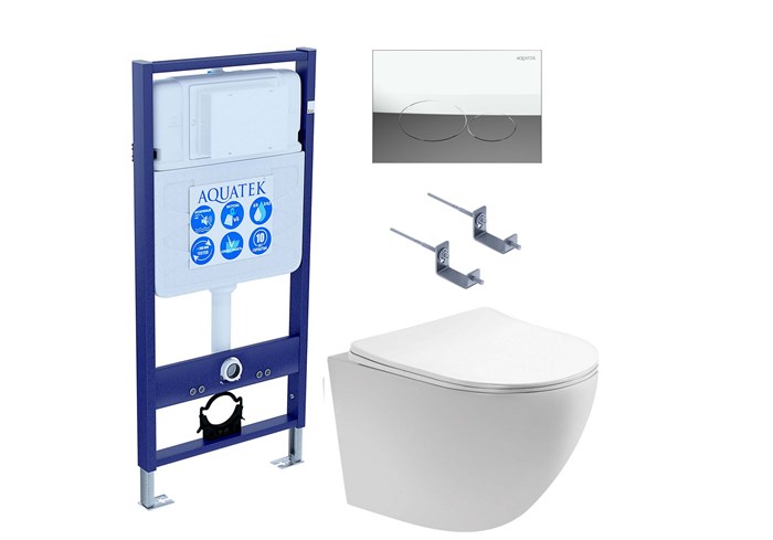 SET AQUATEK ЕВРОПА T-17-KDI72 (рама AQUATEK INS-0000017 +клавиша KDI-0000072 +крепеж KKI-0000002 +унитаз ЕВРОПА AQ1900T-00 с тонким сиденьем sc) SET AQUATEK ЕВРОПА T-17-KDI72