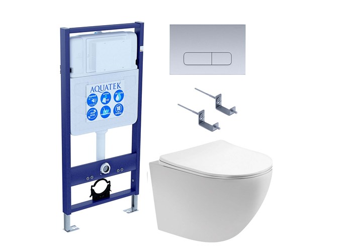 SET AQUATEK ЕВРОПА T-17-KDI14 (рама AQUATEK INS-0000017 +клавиша KDI-0000014 +крепеж KKI-0000002 +унитаз ЕВРОПА AQ1900T-00 с тонким сиденьем sc) SET AQUATEK ЕВРОПА T-17-KDI14