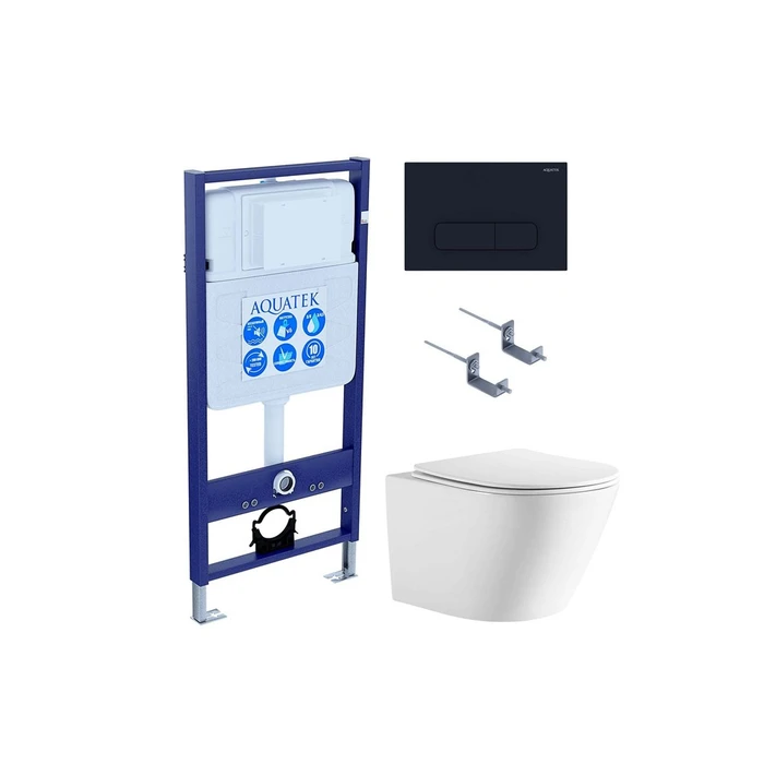 (рама AQUATEK Standard INS-0000012+крепёж KKI-0000002+клавиша KDI-0000017+унитаз ЛИБЕРТИ AQ1999T-00 с тонким сиденьем sc) SET AQUATEK ЛИБЕРТИ-017 4в1