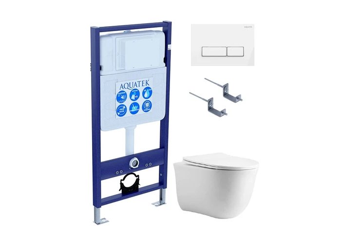 Set AQUATEK КЛАССИК cm (рама AQUATEK Standard INS-0000012 с звукоиз.прокладкой+крепеж KKI-0000002+кнопкаKDI-0000061+унитаз КЛАССИК AQ1112-00 с крышкой SET AQUATEK КЛАССИК cm-061 4в1