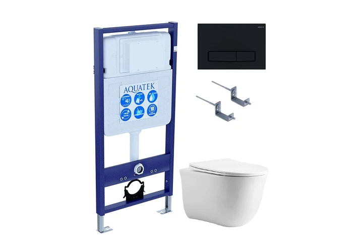 Set AQUATEK КЛАССИК cm (рама AQUATEK Standard INS-0000012 с звукоиз.прокладкой+крепеж KKI-0000002+кнопкаKDI-0000025+унитаз КЛАССИК AQ1112-00 с крышкой SET AQUATEK КЛАССИК cm-025 4в1