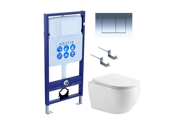 SET AQUATEK ЕВРОПА-AQ1190-010 (рама AQUATEK Standard INS-0000012 + клавиша KDI-0000010 + крепеж KKI-0000002 + унитаз AQ1190T-00 с тонким сиденьем sc) SET AQUATEK ЕВРОПА-AQ1190-010