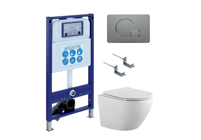 (рама AQUATEK INS-0000025 +крепление KKI-0000002 +кнопка KDI-0000070 +унитаз AQ1901-00 +тонкое сиденье sc) SET AQUATEK ЕВРОПА-070 4в1