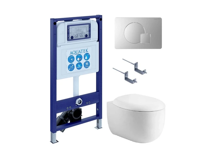 (рама AQUATEK INS-0000025 +крепление KKI-0000002 +кнопка KDI-0000068 +унитаз AQ1980-00 +тонкое сиденье с механиз) SET AQUATEK АЛЬТАИР cm-068 4в1
