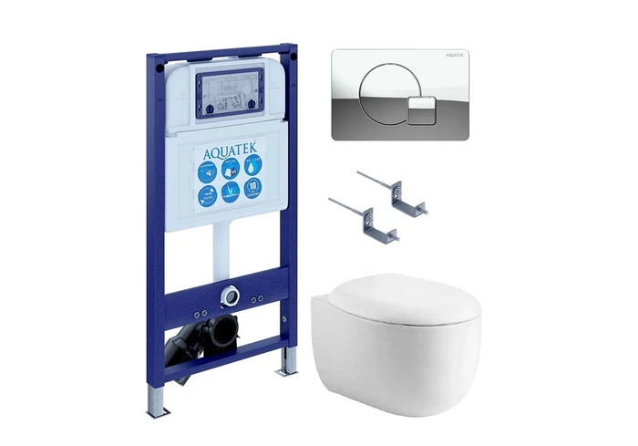 (рама AQUATEK INS-0000025 +крепление KKI-0000002 +кнопка KDI-0000067 +унитаз AQ1980-00 +тонкое сиденье с механиз) SET AQUATEK АЛЬТАИР cm-067 4в1