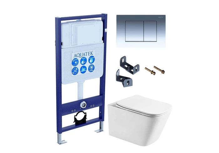 (рама AQUATEK Standard INS-0000012+крепеж KKI-0000033+KDI-0000010+унитаз ЛИБРА AQ1505T-00 с тонким сиденьем soft-close) SET ЛИБРА T-010/KKI33