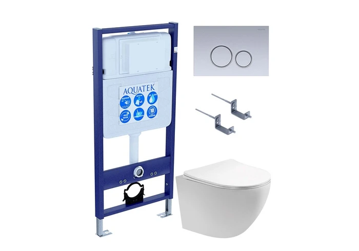 (рама AQUATEK Standard INS-0000012 с клавишей KDI-0000019 и крепежом KKI-0000002+унитаз AQ1900T-00 с тонким сиденьем sc) SET AQUATEK ЕВРОПА T KDI19