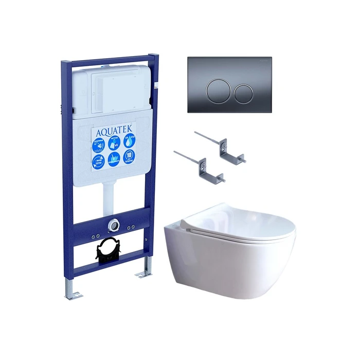 SET AQUATEK ПОЛАРИС (рама AQUATEK Standard INS-0000012+унитаз ПОЛАРИС AQ0700-01 с тонким сиденьем soft-close+ крепеж KKI-0000002 +панель KDI-0000035) SET AQUATEK ПОЛАРИС-01-035 4в1
