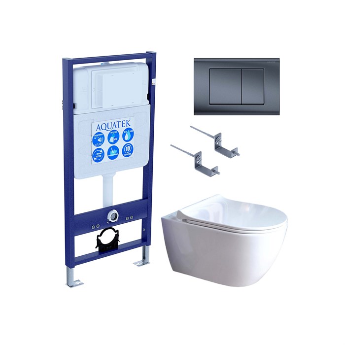 SET AQUATEK ПОЛАРИС (рама AQUATEK Standard INS-0000012 + унитаз ПОЛАРИС AQ0700-01 с тонким сиденьем soft-close + крепеж KKI-0000002 + панель KDI-0000033) SET AQUATEK ПОЛАРИС-01-033 4в1