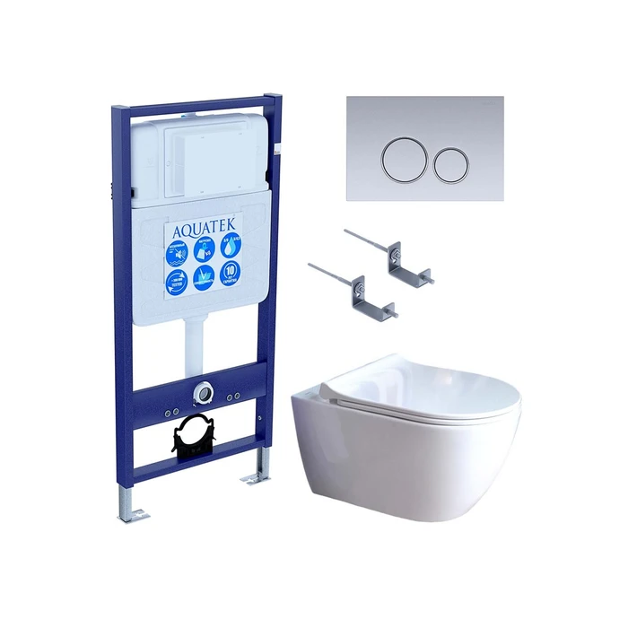 SET AQUATEK ПОЛАРИС (рама AQUATEK Standard INS-0000012+унитаз ПОЛАРИС AQ0700-01 с тонким сиденьем soft-close+ крепеж KKI-0000002 +панель KDI-0000019) SET AQUATEK ПОЛАРИС-01-019 4в1