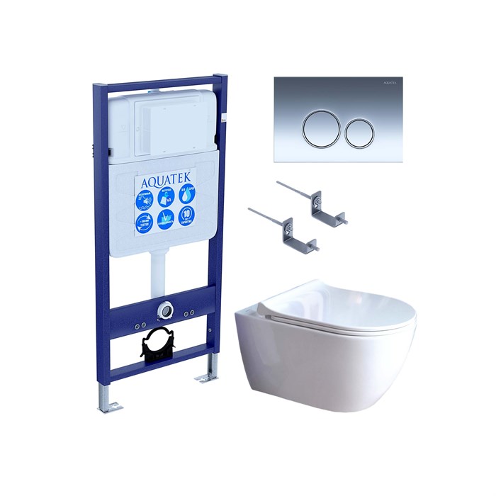 SET AQUATEK ПОЛАРИС (рама AQUATEK Standard INS-0000012 + унитаз ПОЛАРИС AQ0700-01 с тонким сиденьем soft-close + крепеж KKI-0000002 + панель KDI-0000018) SET AQUATEK ПОЛАРИС 01-018 4в1