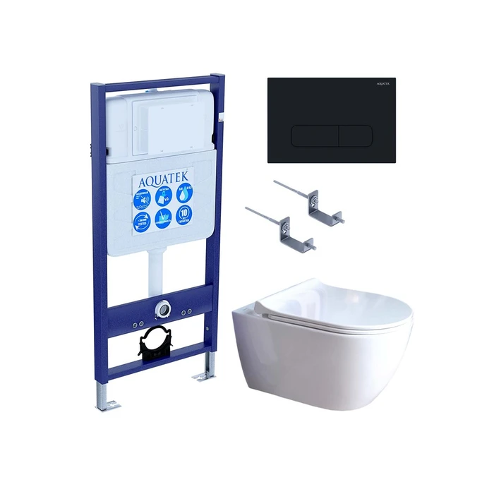 SET AQUATEK ПОЛАРИС (рама AQUATEK Standard INS-0000012+унитаз ПОЛАРИС AQ0700-01 с тонким сиденьем soft-close+ крепеж KKI-0000002 +панель KDI-0000017) SET AQUATEK ПОЛАРИС-01-017 4в1