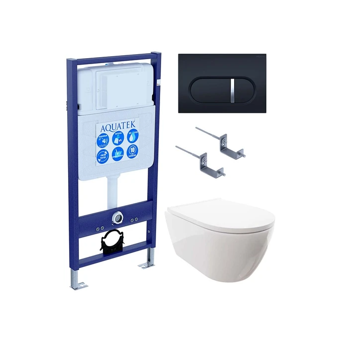 SET AQUATEK ПОЛАРИС (рама AQUATEK Standard INS-0000012+унитаз ПОЛАРИС AQ0700-00 с тонким сиденьем soft-close+ крепеж KKI-0000002 +панель KDI-0000045) SET AQUATEK ПОЛАРИС-045 4в1
