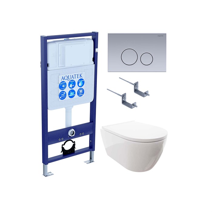 SET AQUATEK ПОЛАРИС (рама AQUATEK Standard INS-0000012 + унитаз ПОЛАРИС AQ0700-00 с тонким сиденьем soft-close + крепеж KKI-0000002 + панель KDI-0000036) SET AQUATEK ПОЛАРИС-036 4в1