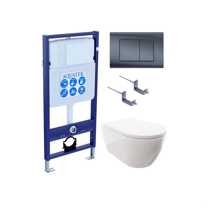 SET AQUATEK ПОЛАРИС (рама AQUATEK Standard INS-0000012 + унитаз ПОЛАРИС AQ0700-00 с тонким сиденьем soft-close + крепеж KKI-0000002 + панель KDI-0000033) SET AQUATEK ПОЛАРИС-033 4в1