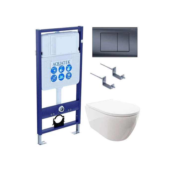 SET AQUATEK ПОЛАРИС (рама AQUATEK Standard INS-0000012+унитаз ПОЛАРИС AQ0700-00 с тонким сиденьем soft-close+ крепеж KKI-0000002 +панель KDI-0000033) SET AQUATEK ПОЛАРИС-033 4в1