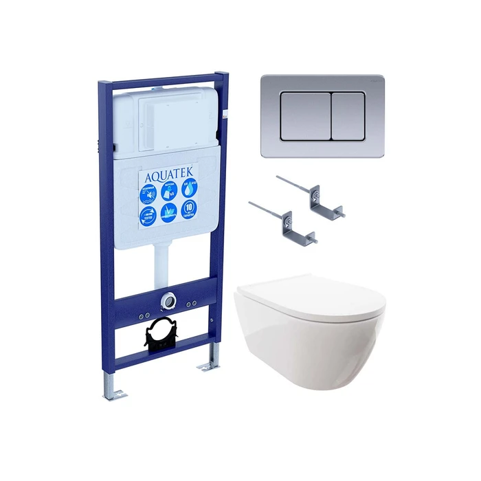 SET AQUATEK ПОЛАРИС (рама AQUATEK Standard INS-0000012+унитаз ПОЛАРИС AQ0700-00 с тонким сиденьем soft-close+ крепеж KKI-0000002 +панель KDI-0000032) SET AQUATEK ПОЛАРИС-032 4в1