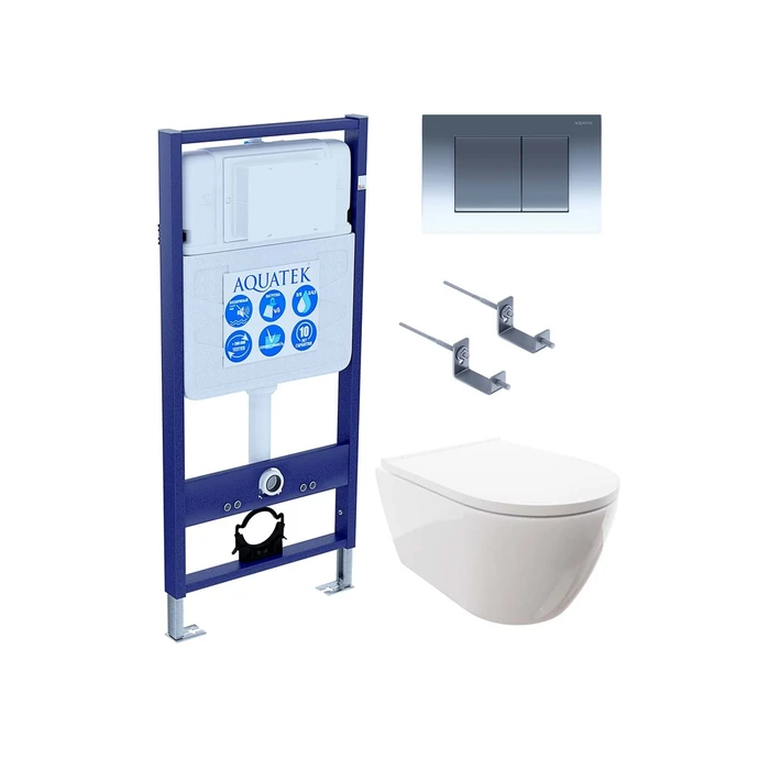 SET AQUATEK ПОЛАРИС (рама AQUATEK Standard INS-0000012 + унитаз ПОЛАРИС AQ0700-00 с тонким сиденьем soft-close + крепеж KKI-0000002 + панель KDI-0000010) SET AQUATEK ПОЛАРИС-010 4в1