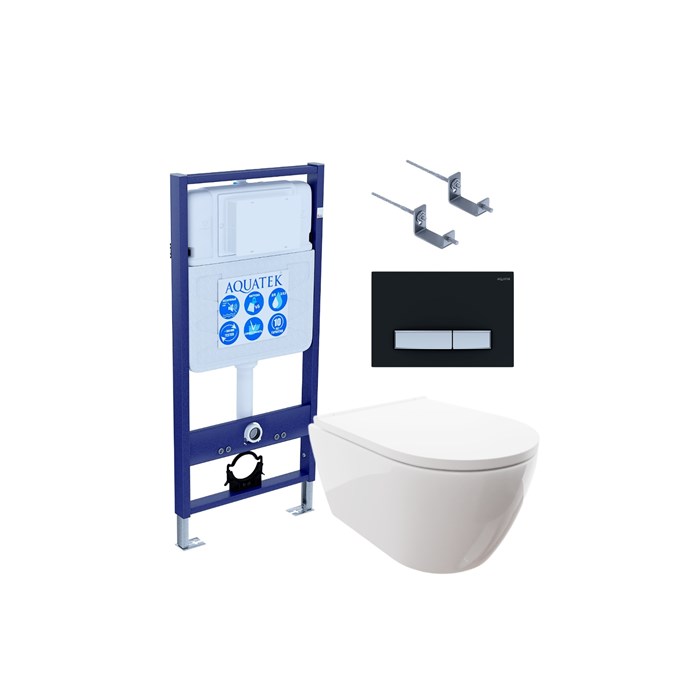 SET AQUATEK ПОЛАРИС (рама AQUATEK Standard INS-0000012 + унитаз ПОЛАРИС AQ0700-00 с тонким сиденьем soft-close + крепеж KKI-0000002 + панель KDI-0000026) SET AQUATEK ПОЛАРИС-026 4в1