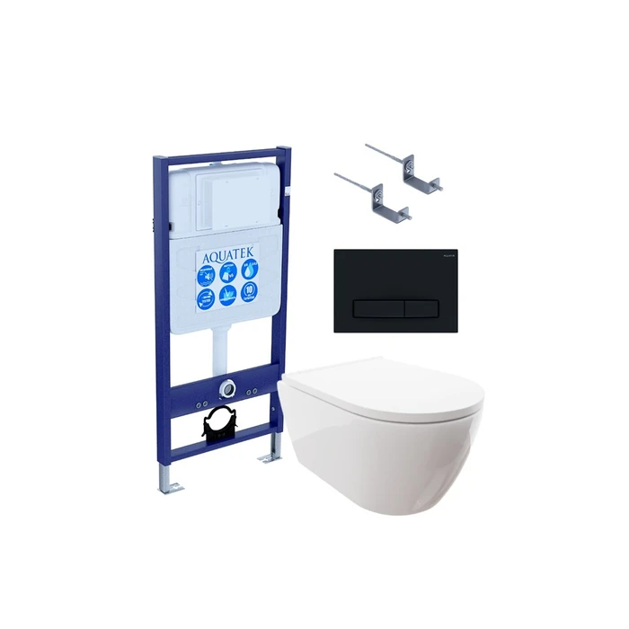 SET AQUATEK ПОЛАРИС (рама AQUATEK Standard INS-0000012 + унитаз ПОЛАРИС AQ0700-00 с тонким сиденьем soft-close + крепеж KKI-0000002 + панель KDI-0000025) SET AQUATEK ПОЛАРИС-025 4в1