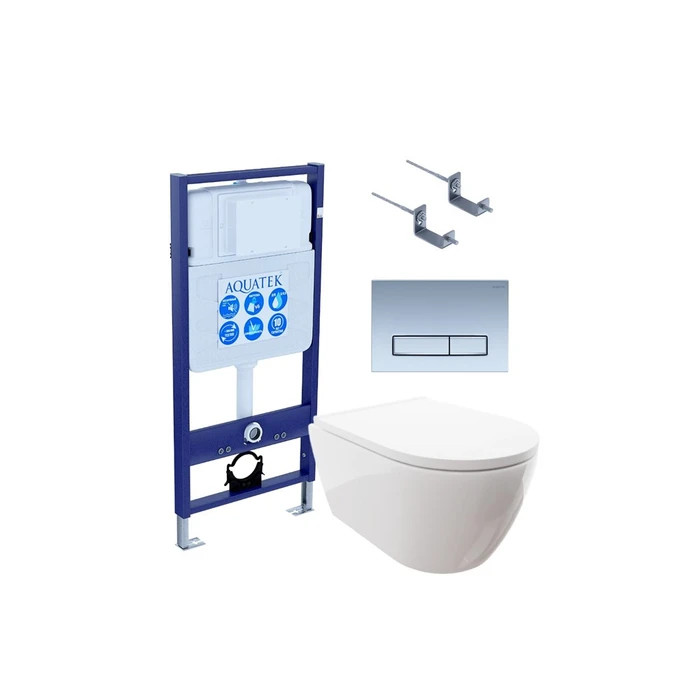 SET AQUATEK ПОЛАРИС (рама AQUATEK Standard INS-0000012 + унитаз ПОЛАРИС AQ0700-00 с тонким сиденьем soft-close + крепеж KKI-0000002 + панель KDI-0000024) SET AQUATEK ПОЛАРИС-024 4в1