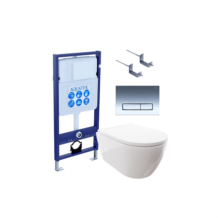 SET AQUATEK ПОЛАРИС (рама AQUATEK Standard INS-0000012 + унитаз ПОЛАРИС AQ0700-00 с тонким сиденьем soft-close + крепеж KKI-0000002 + панель KDI-0000023) SET AQUATEK ПОЛАРИС-023 4в1