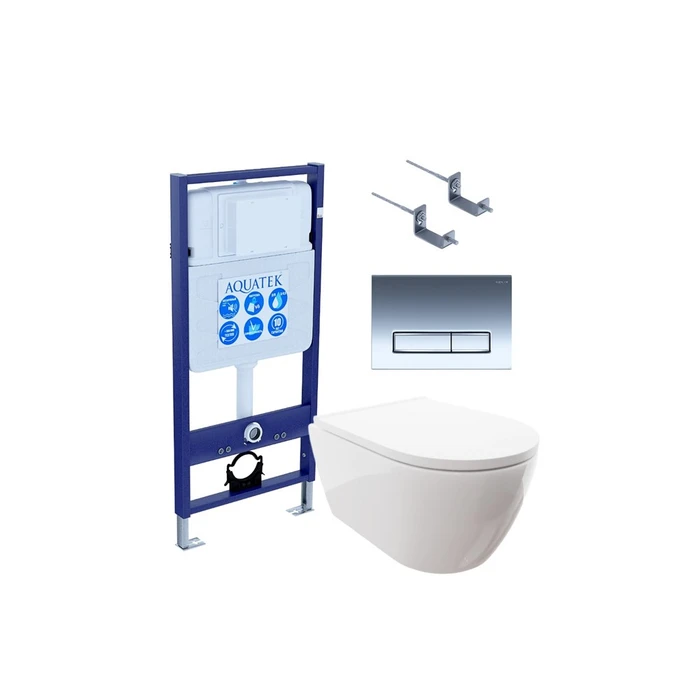 SET AQUATEK ПОЛАРИС (рама AQUATEK Standard INS-0000012 + унитаз ПОЛАРИС AQ0700-00 с тонким сиденьем soft-close + крепеж KKI-0000002 + панель KDI-0000023) SET AQUATEK ПОЛАРИС-023 4в1