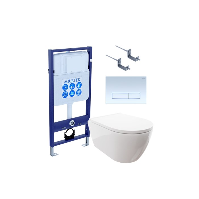 SET AQUATEK ПОЛАРИС (рама AQUATEK Standard INS-0000012 + унитаз ПОЛАРИС AQ0700-00 с тонким сиденьем soft-close + крепеж KKI-0000002 + панель KDI-0000022) SET AQUATEK ПОЛАРИС-022 4в1