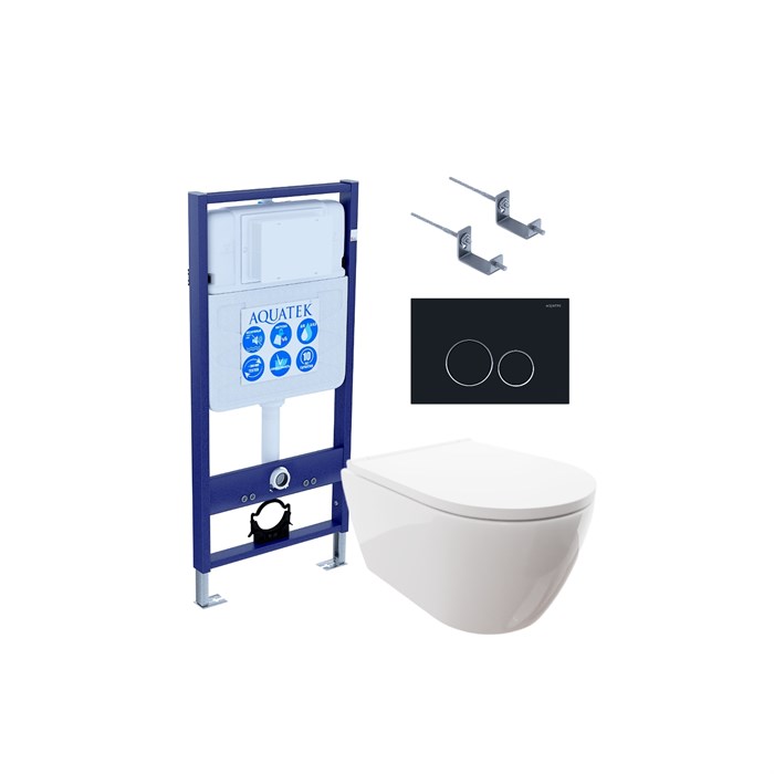 SET AQUATEK ПОЛАРИС (рама AQUATEK Standard INS-0000012 + унитаз ПОЛАРИС AQ0700-00 с тонким сиденьем soft-close + крепеж KKI-0000002 + панель KDI-0000020) SET AQUATEK ПОЛАРИС-020 4в1