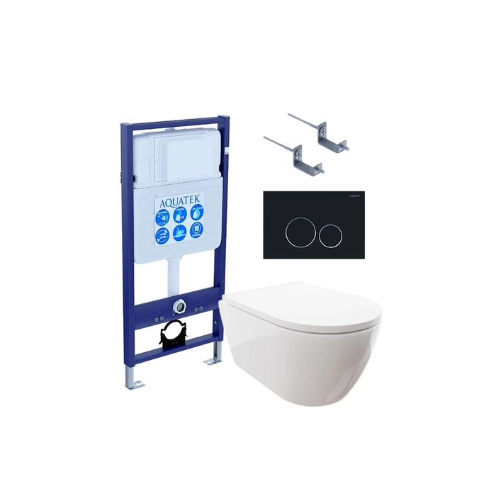 SET AQUATEK ПОЛАРИС (рама AQUATEK Standard INS-0000012+унитаз ПОЛАРИС AQ0700-00 с тонким сиденьем soft-close+ крепеж KKI-0000002 +панель KDI-0000020) SET AQUATEK ПОЛАРИС-020 4в1