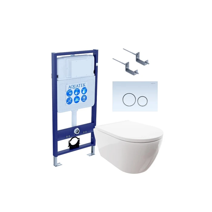 SET AQUATEK ПОЛАРИС (рама AQUATEK Standard INS-0000012+унитаз ПОЛАРИС AQ0700-00 с тонким сиденьем soft-close+ крепеж KKI-0000002 +панель KDI-0000015) SET AQUATEK ПОЛАРИС-015 4в1