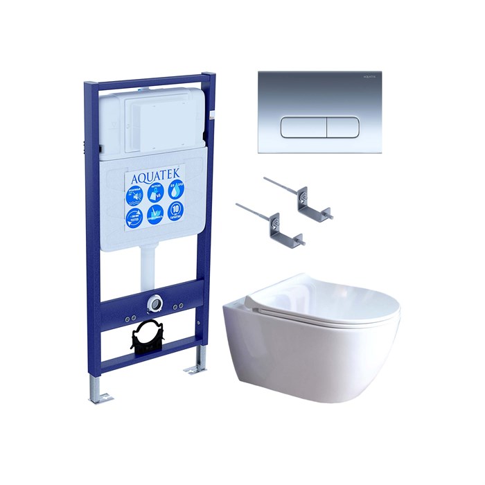 SET AQUATEK ПОЛАРИС (рама AQUATEK Standard INS-0000012 + унитаз ПОЛАРИС AQ0700-01 с тонким сиденьем soft-close + крепеж KKI-0000002 + панель KDI-0000016) SET AQUATEK ПОЛАРИС-01-016 4в1