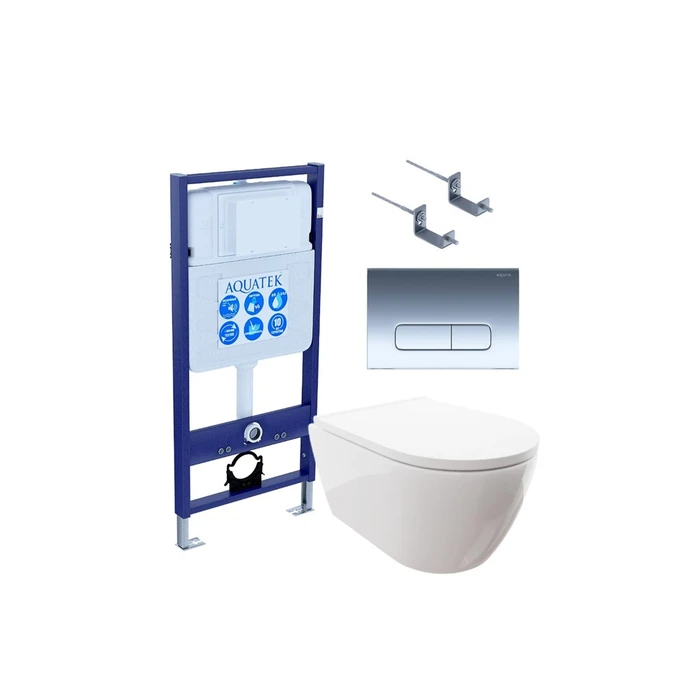 SET AQUATEK ПОЛАРИС (рама AQUATEK Standard INS-0000012+унитаз ПОЛАРИС AQ0700-00 с тонким сиденьем soft-close+ крепеж KKI-0000002 +панель KDI-0000016) SET AQUATEK ПОЛАРИС-016 4в1