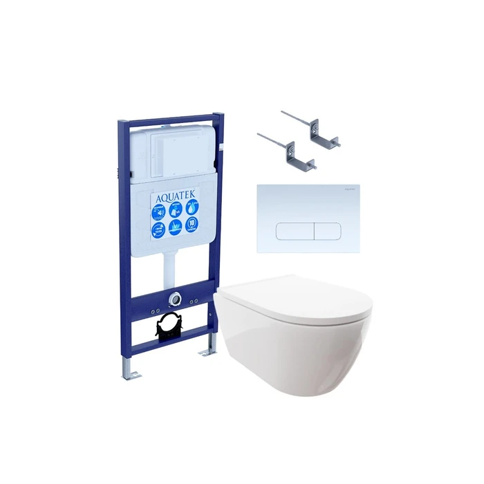 SET AQUATEK ПОЛАРИС (рама AQUATEK Standard INS-0000012+унитаз ПОЛАРИС AQ0700-00 с тонким сиденьем soft-close+ крепеж KKI-0000002 +панель KDI-0000013) SET AQUATEK ПОЛАРИС-013 4в1