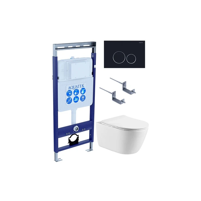 SET AQUATEK ОБЕРОН-020 4в1 (рама INS-0000010 + крепеж KKI-0000002 + клавиша KDI-0000020 + унитаз ОБЕРОН AQ1363W-00 с тонким сиденьем soft-close) SET AQUATEK ОБЕРОН-020 4в1