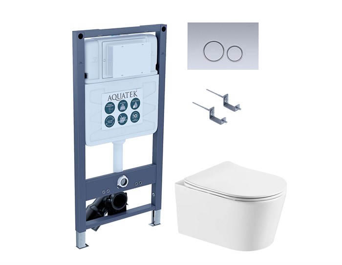 SET AQUATEK ОБЕРОН T PNS013 (рама AQUATEK INSP-0000001 с клавишей PNS-0000013 и крепежом KKI-0000002 + унитаз ОБЕРОН AQ1365T-00, тонкое сиденье sc) SET AQUATEK ОБЕРОН T PNS013