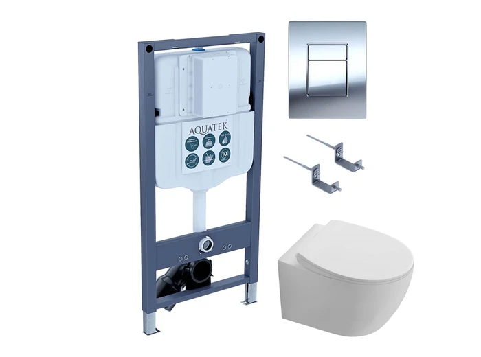 SET AQUATEK СИРИУС PNN-02 (рама INSP-0000002+крепёжKKI-0000002+ клавиша PNN-0000002 + унитаз AQ1582T-00 СИРИУС TORNADO с тонким сиденьем soft-close) SET AQUATEK СИРИУС PNN-02 4в1