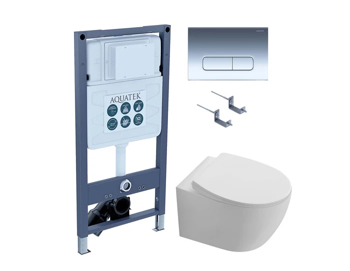 SET AQUATEK СИРИУС PNS-07 (рама INSP-0000001+крепёжKKI-0000002+ клавиша PNS-0000007 + унитаз AQ1582T-00 СИРИУС TORNADO с тонким сиденьем soft-close) SET AQUATEK СИРИУС PNS-07 4в1